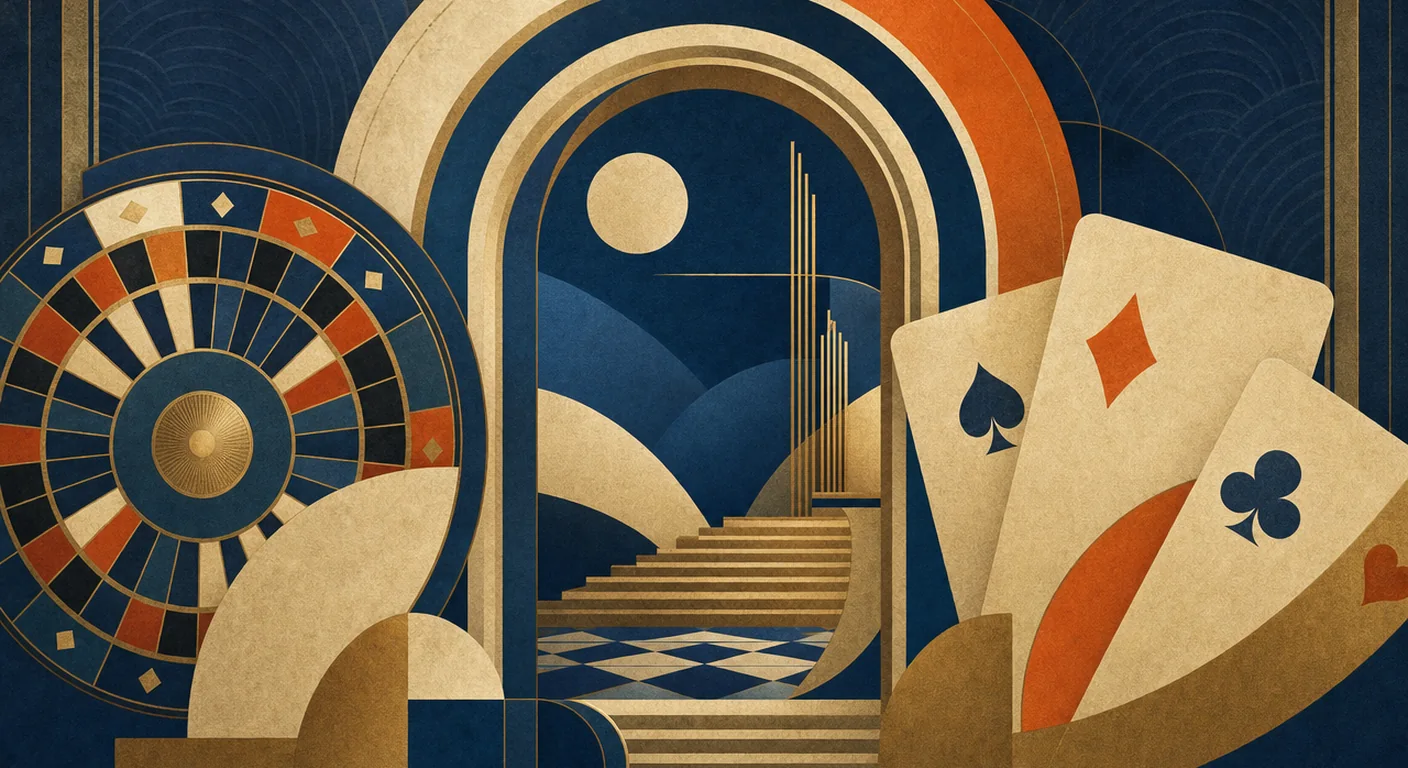 Bally casino login Art Deco editorial illustration